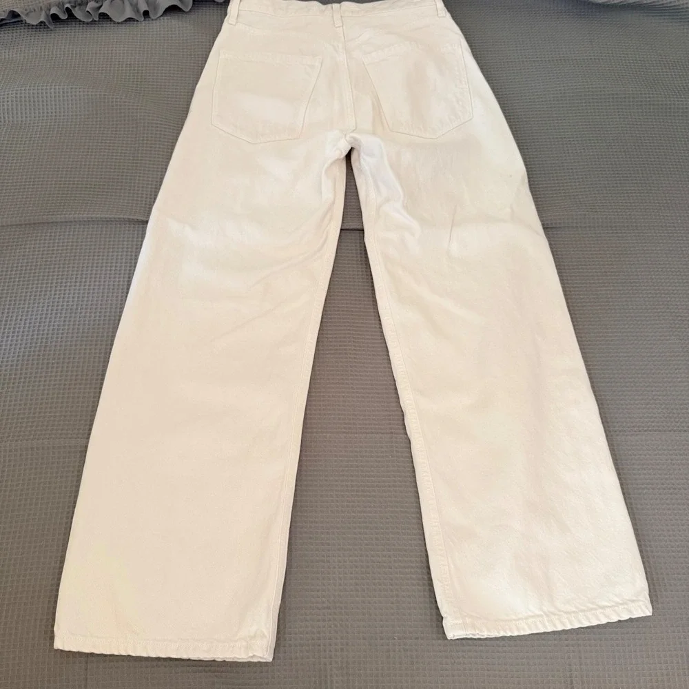 AGOLDE Ren Wide Leg Jeans 26 White High Rise Regenerative Cotton Button fly